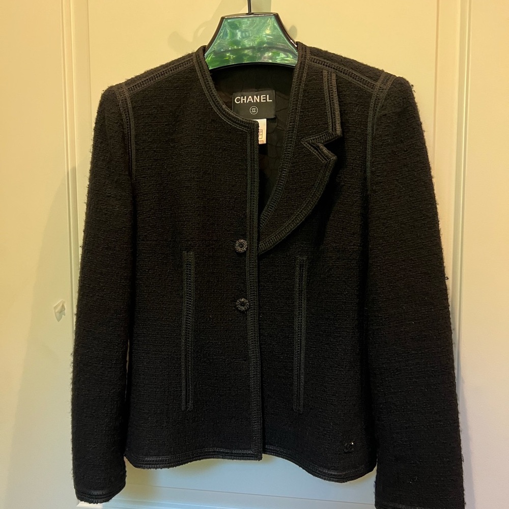 Chanel Black Tweed Women's Jacket 44